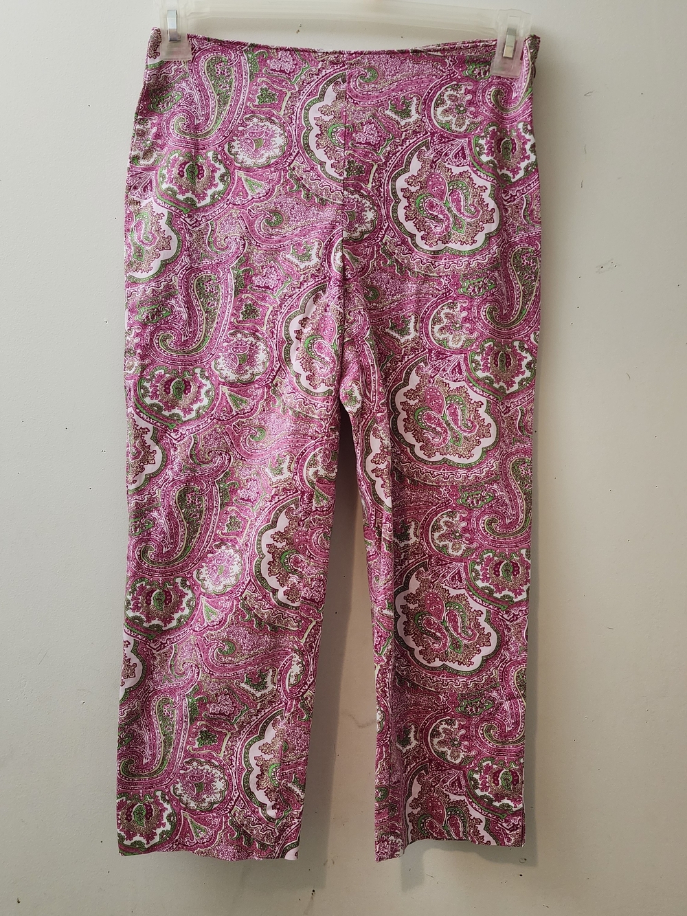 Talbot Classic Side Zip Pants S Pink Paisley Preppy Vacation Summer Party Cruise